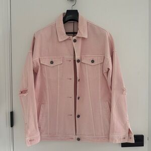 Pink denim jacket - new & never worn! S